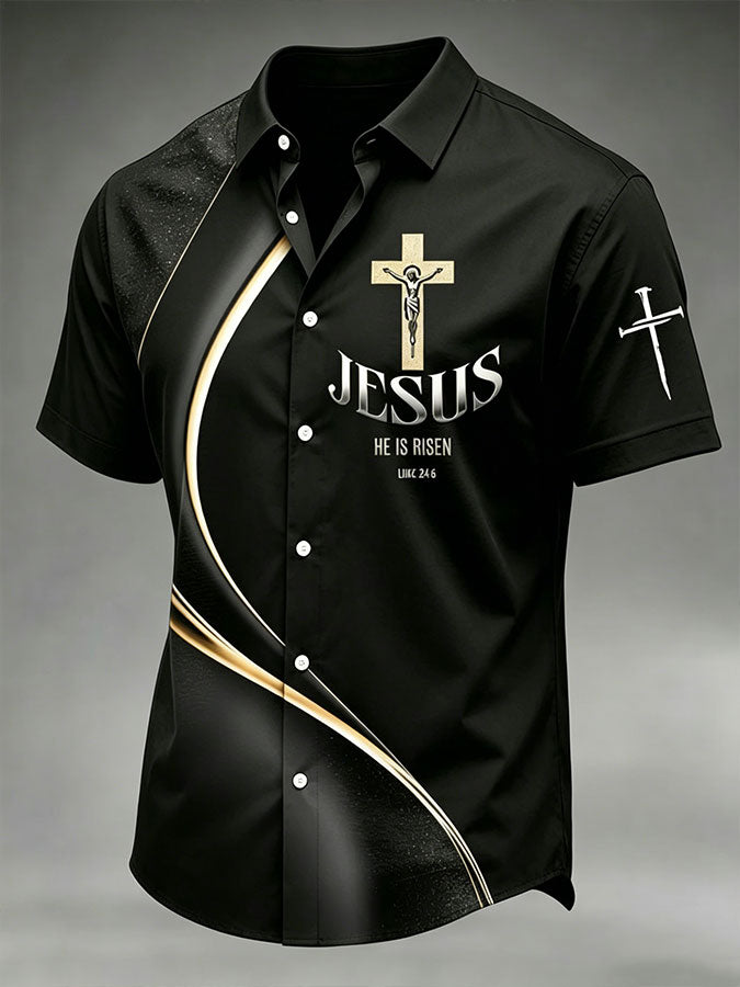 Men'S Faith Printed Casual Collar Shirt