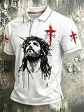 Religious Belief Cross Print Lapel Top