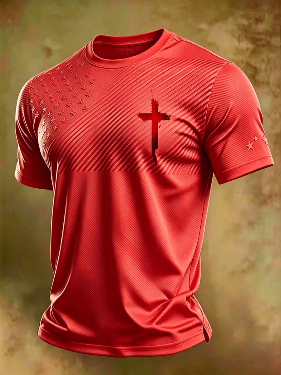 Jesus Faith Memorial Washed Vintage Printed Round Neck T-Shirt