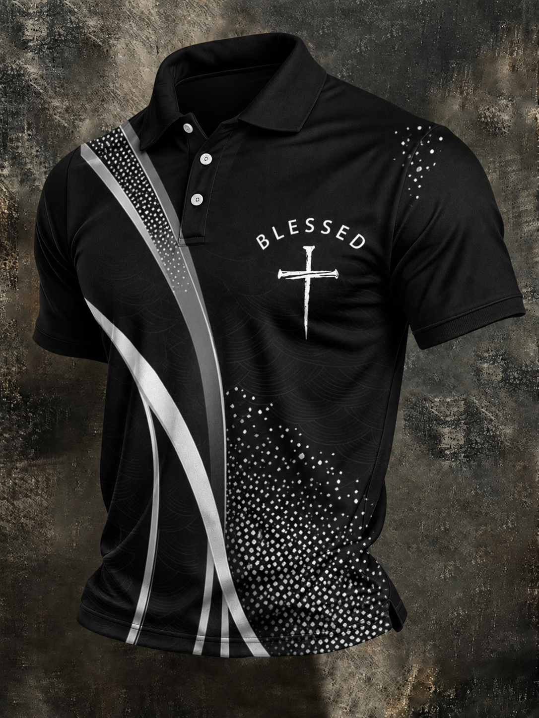 Men'S Retro Faith Printed Lapel Shirt