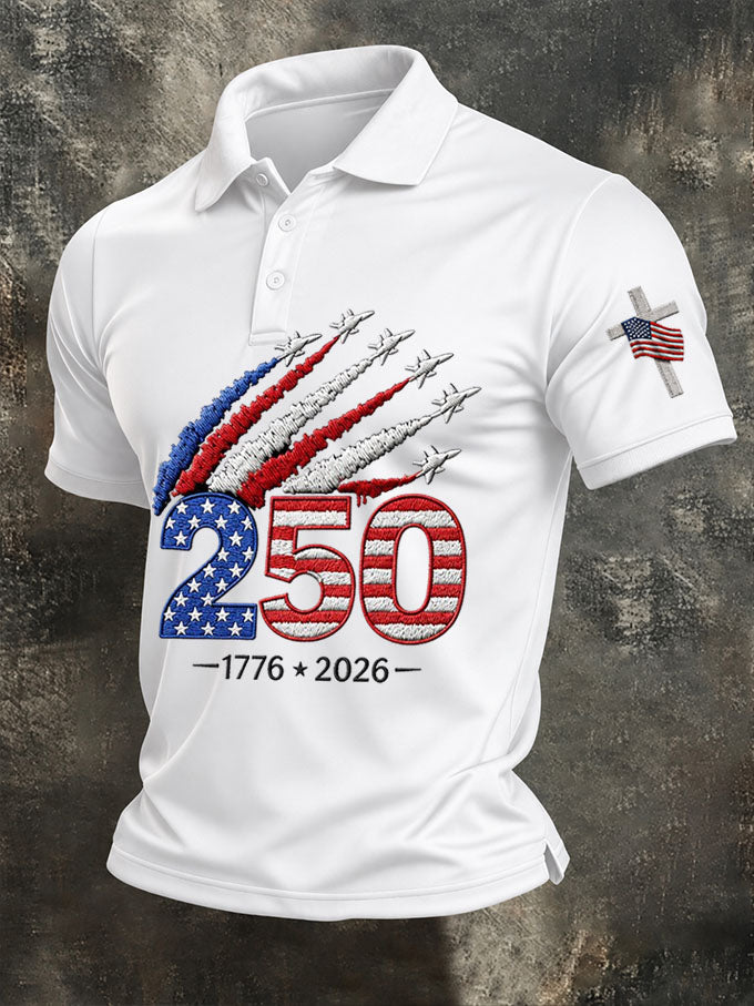 Men'S Retro 250Th Anniversary Celebration Printed Polo Shirt