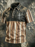 Men'S Western Cross Print Polo Shirt