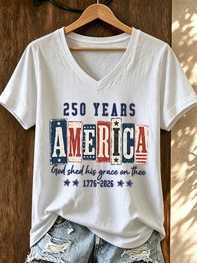 Women's American 250 Printed Casual T-Shirt