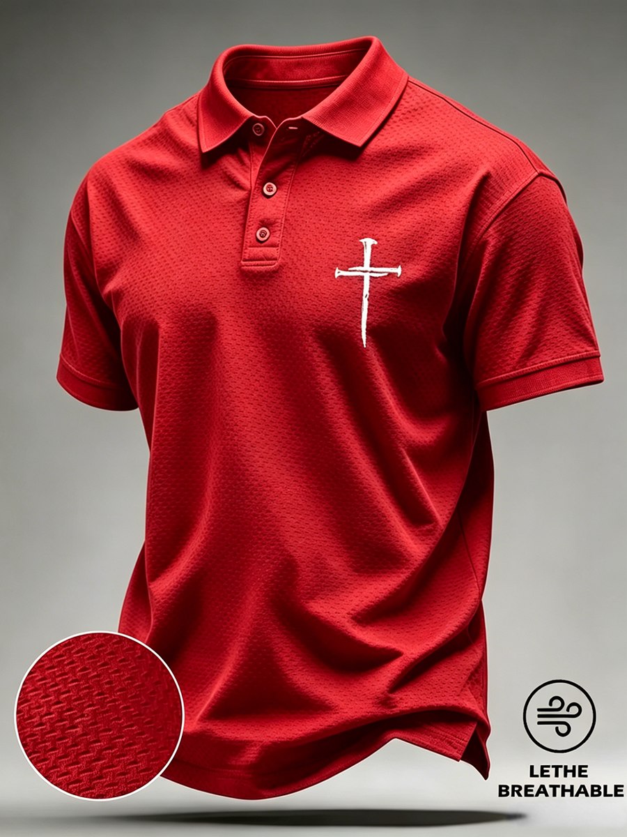 Faith Cross Breathable Hole Fabric Business Polo Shirt