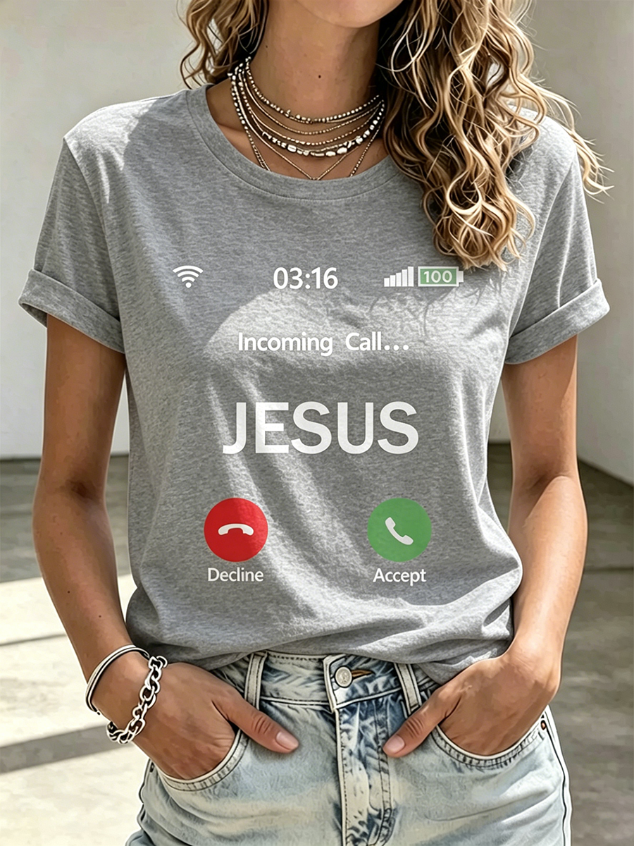 Faith Cross Printed Round Neck Top