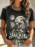 Fly Free Jackie Night Mountain Bald Eagle Print Tee