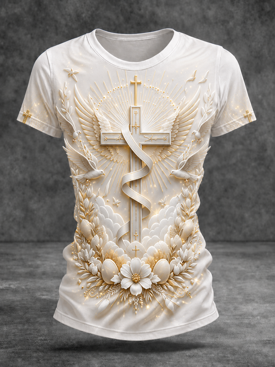 Women'S Faith Cross Printed Round Neck T-Shirt