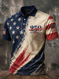 Men's Retro 250th Anniversary United States Of America Print Casual Polo Shirt