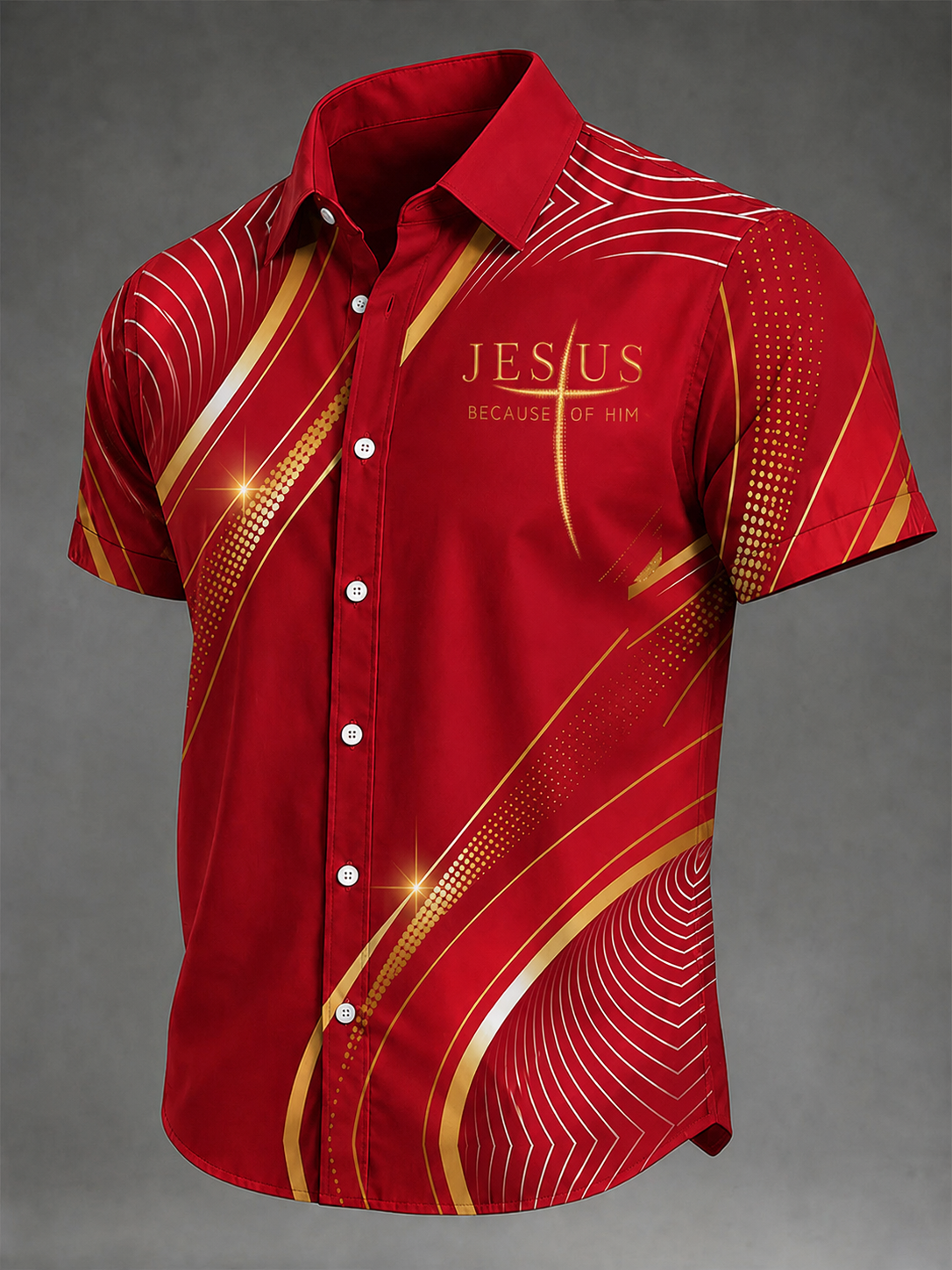 Men's casual belief art personalized printed collar shirt