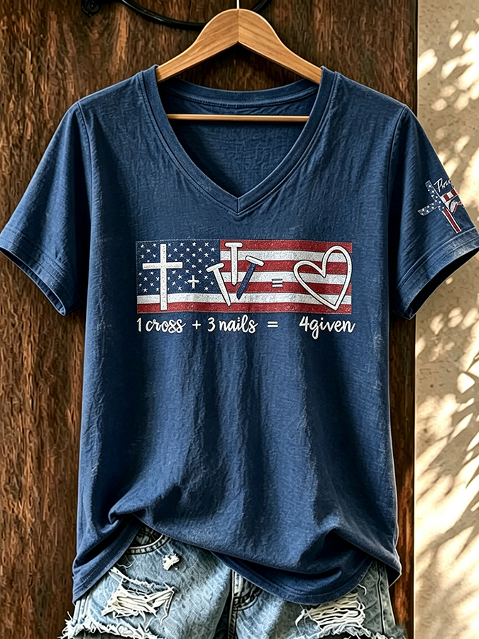 1 Cross+3 Nails=4 GivenV-Neck T-Shirts