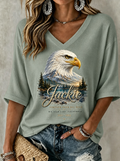 Women'S V-Neck Retro Forever Free Jackie Print T-Shirt