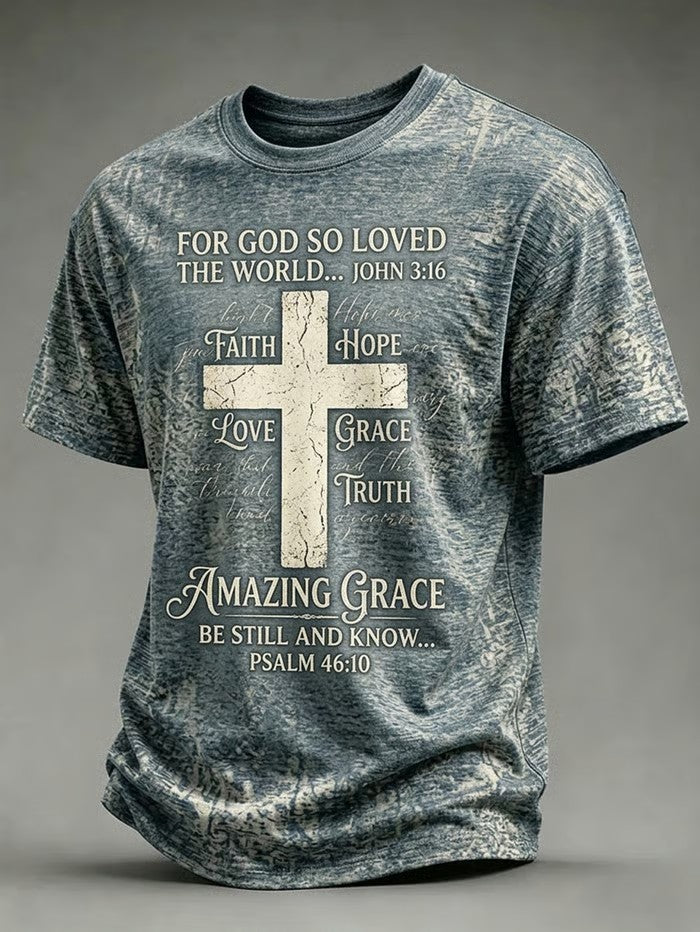 Men's Faith-Themed Crew Neck Short-Sleeve T-Shirt