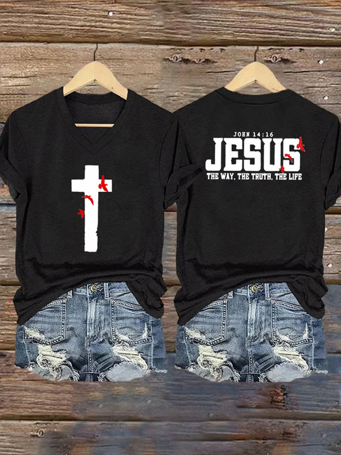 Women'S Faith Printed V-Neck T-Shirt