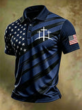 Men'S America Flag Print Casual Polo Shirt