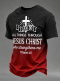 Jesus Faith Commemorative Slogan Printed Round Neck T-Shirt