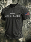Men'S Faith Cross Printed Casual T-Shirt