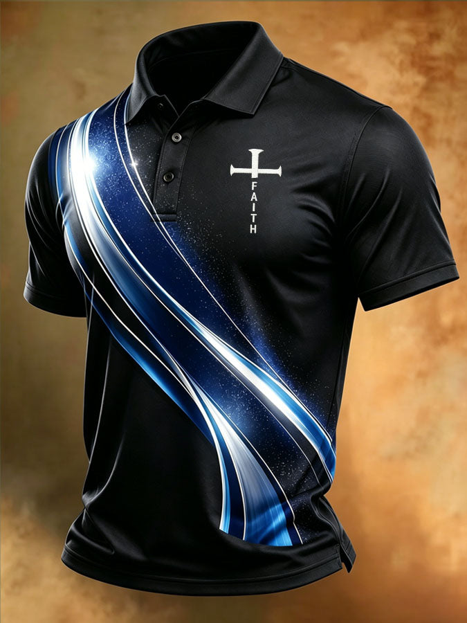 Men's Faith Cross Printed Polo Shirt
