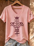 Women's Jesus Faith Embroidered Casual T-Shirt