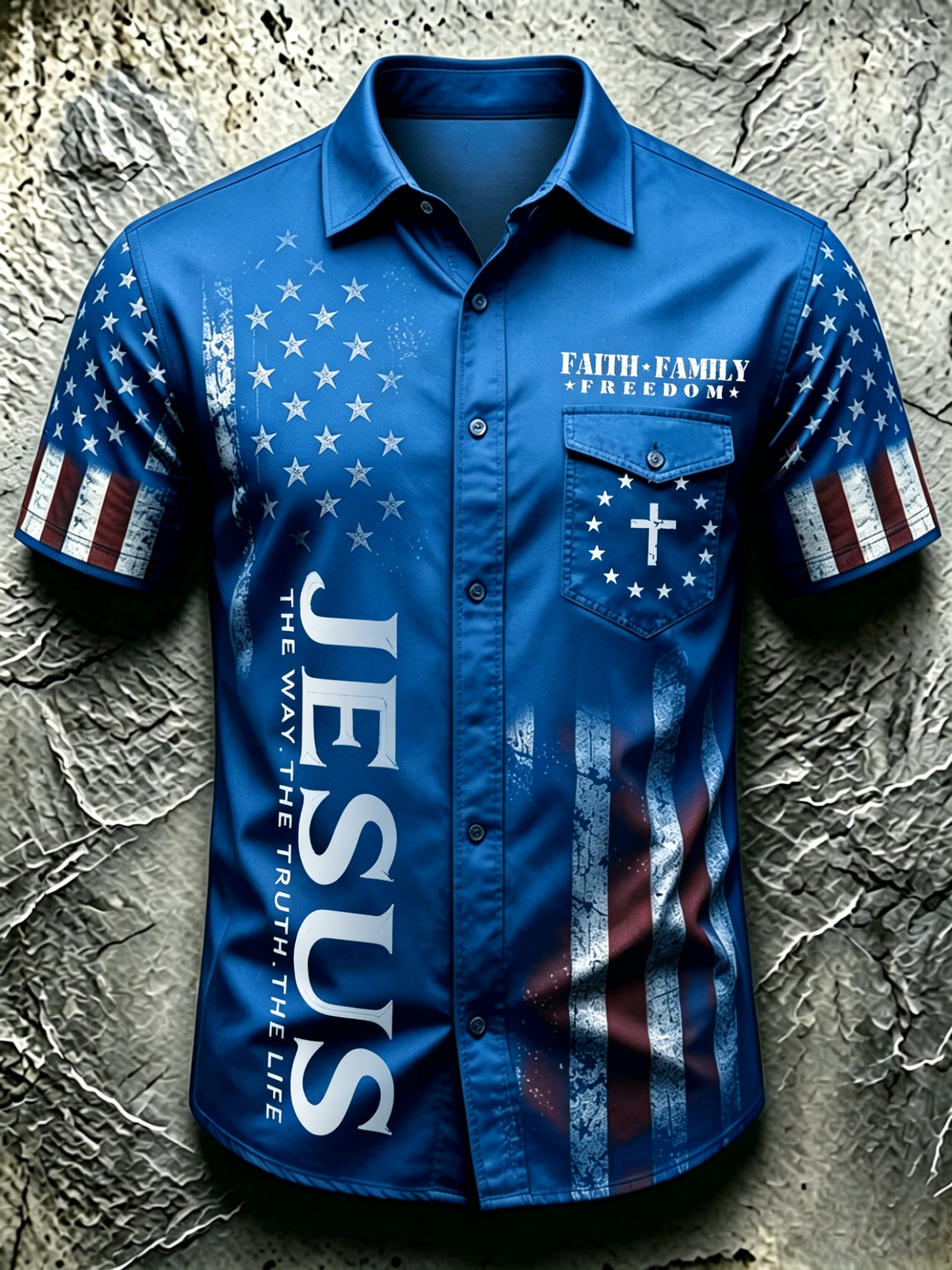 American Faith Cross Commemorative Printed Pocket Shirt