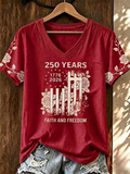 Women's Independence Day Casual Printed Short-Sleeve T-shirt