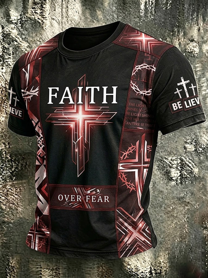 Men's Casual American Combined With Jesus Letter Short Sleeved T-Shirt