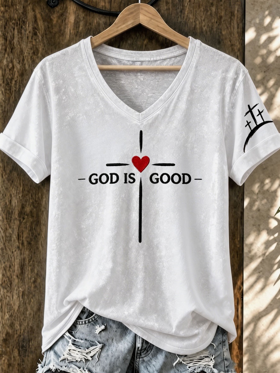 God Is Good Print Women's Casual T-Shirt