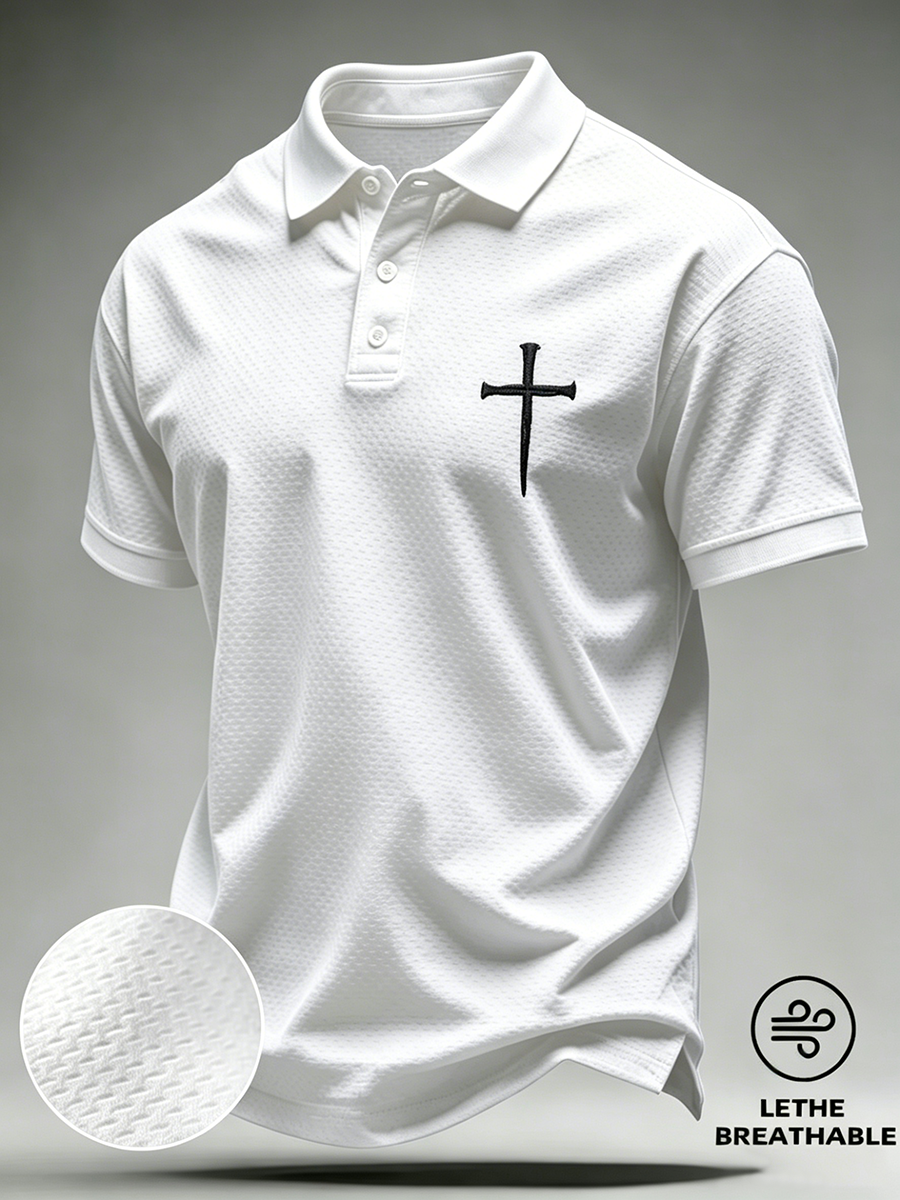 Faith Cross Breathable Hole Fabric Business Polo Shirt