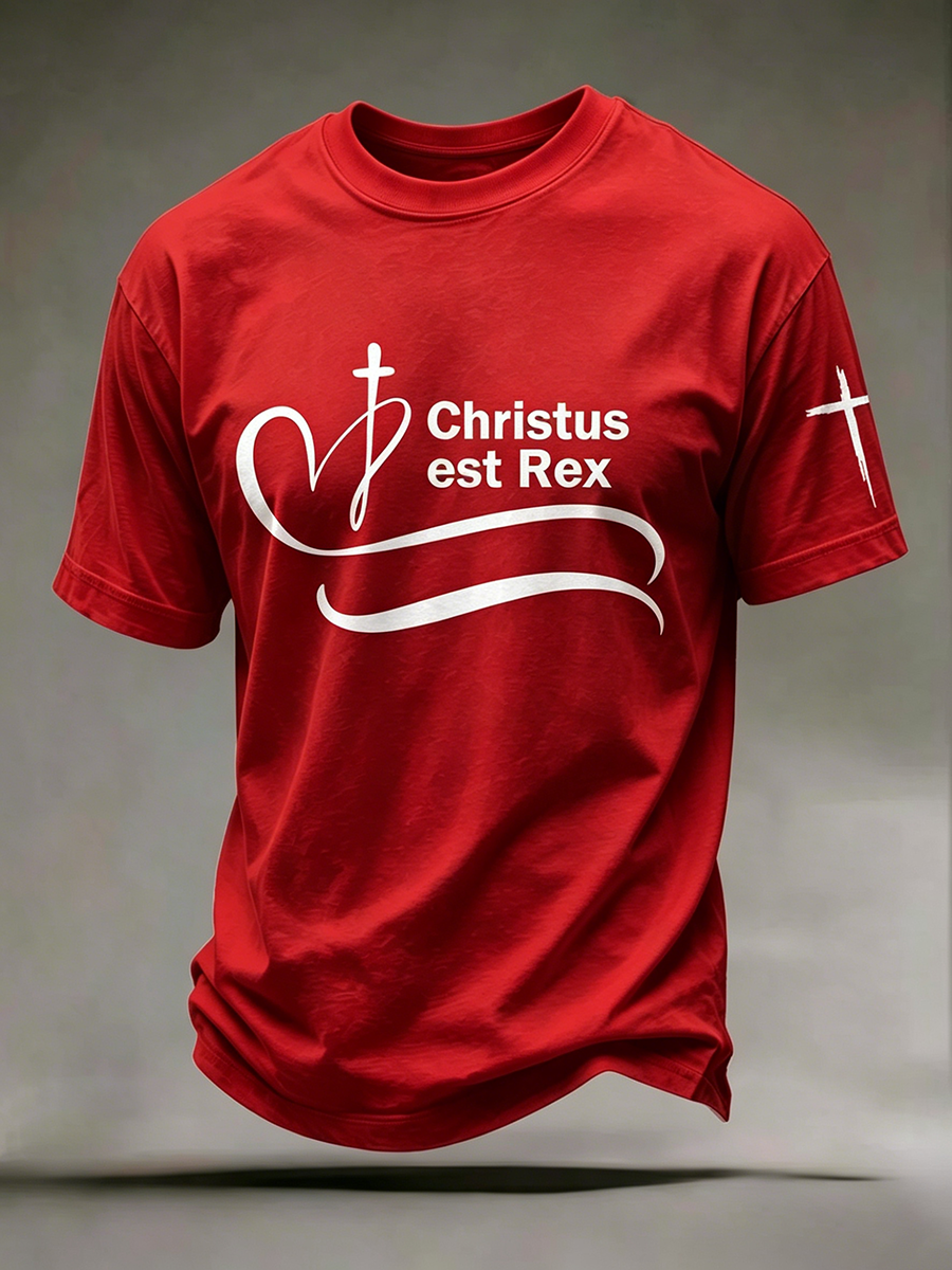 Faith Jesus Cross Embroidered Printed Casual Round Neck T-Shirt