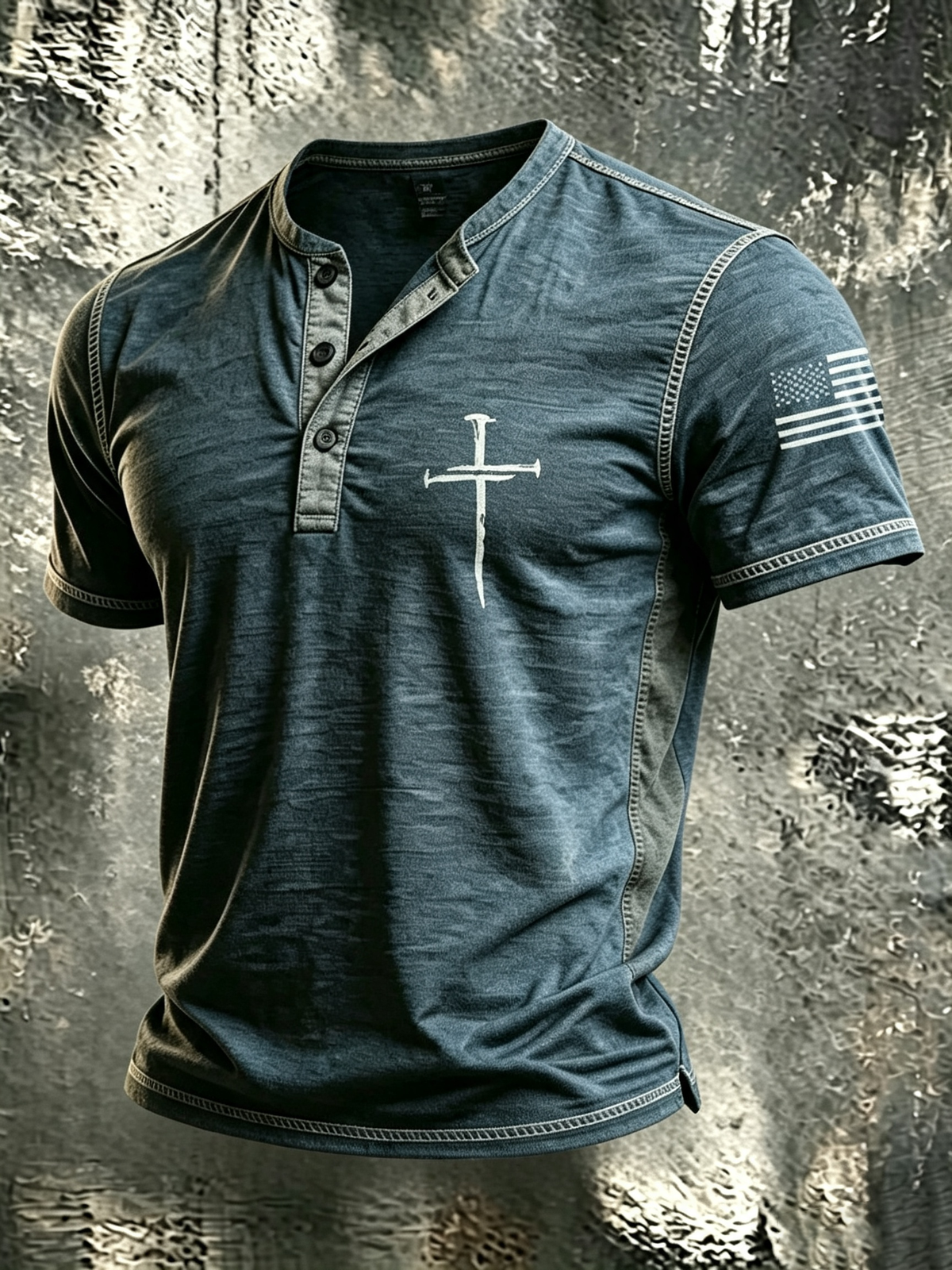 Men'S Faith Cross Washed Henry Shirt