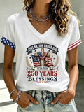 Women'S One Nation Under God 250Th Anniversary Patriotic Printed Casual T-Shirt