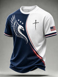 Men'S Casual Independence Day Faith Printed Commemorative T-Shirt