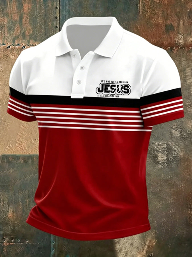 MEN'S CROSS FAITH GEOMETRIC Printed Polo Shirt
