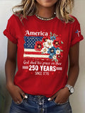 Women'S America Flag Printed Casual T-Shirt