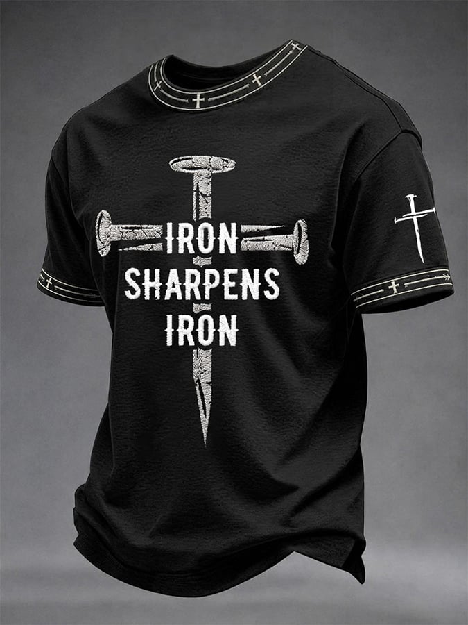 Men's Iron Sharpens Iron Print Casual T-shirt