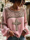 Women'S Faith Floral Printed Casual Cotton And Linen Top