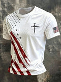 Men'S Patriotic Printed T-Shirt With Faith Printed On It