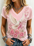 Women'S Faith Breast Cancer Awareness Month Printed V-Neck T-Shirt
