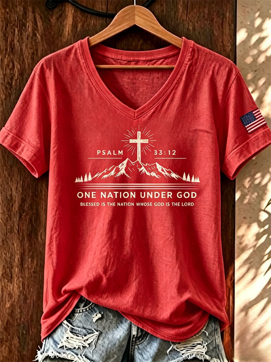 Women's American Faith Theme Printed T-shirt