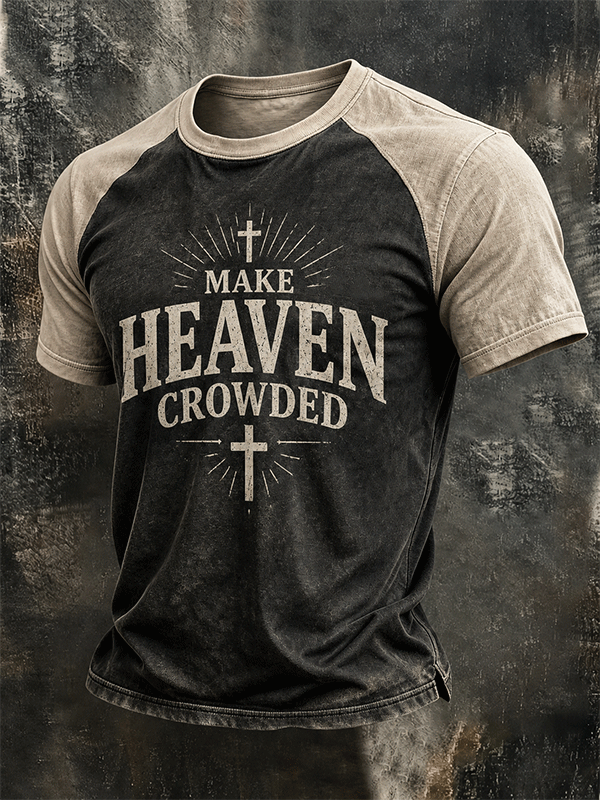Men's Make Heaven Crowded Vintage Cross Raglan Short Sleeve T-Shirt