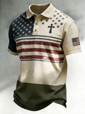 Men's Vintage Faith-Print Casual Polo Shirt