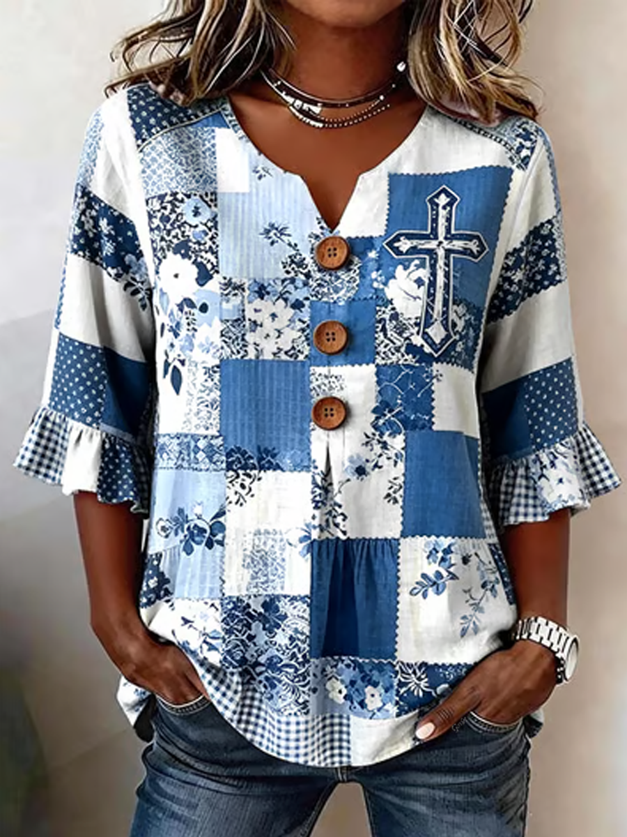 Women'S Casual Floral Print Top