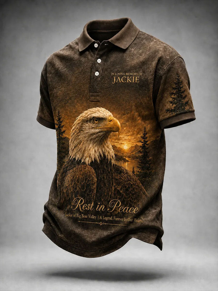 Rest in Peace Jackie Big Bear Bald Eagle Memorial Men’s Polo Shirt
