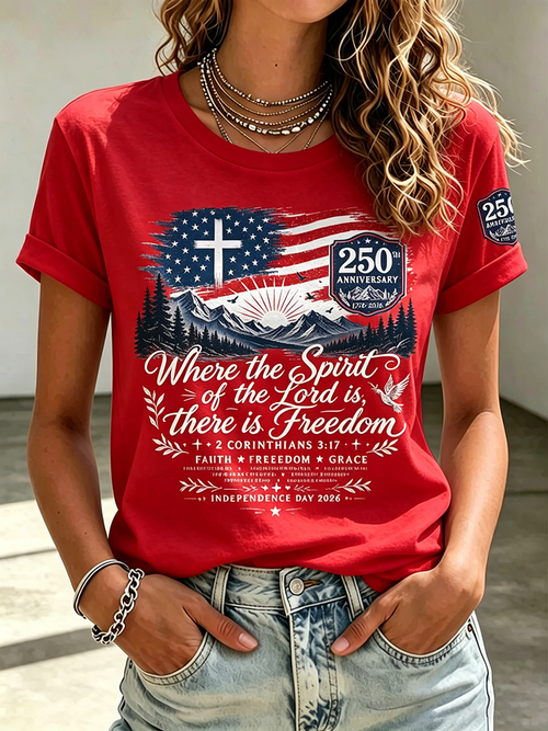 250Th Anniversary Faith Commemorative Printed Round Neck Top In The United States
