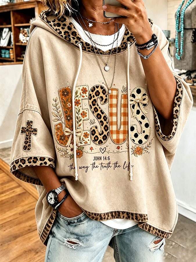 Women's Retro Fall Cross Jesus Graphic Sweatshirt