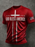 Men'S Faith Themed“GOD BLESS AMERICA” Printed T-Shirt