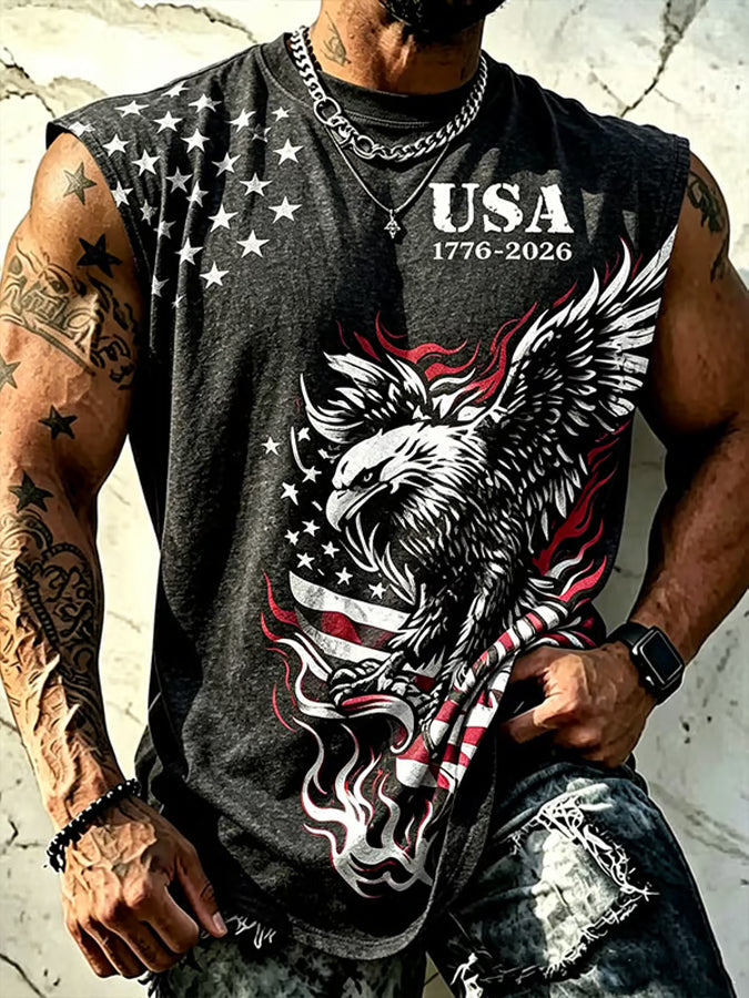 Men's USA 250th Anniversary Eagle Flag Sleeveless Tank Top