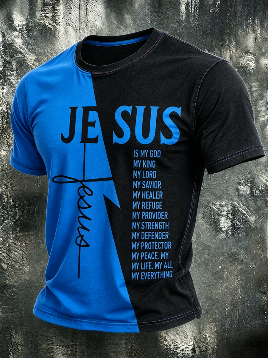 Jesus Faith Commemorative Printed Round Neck T-Shirt