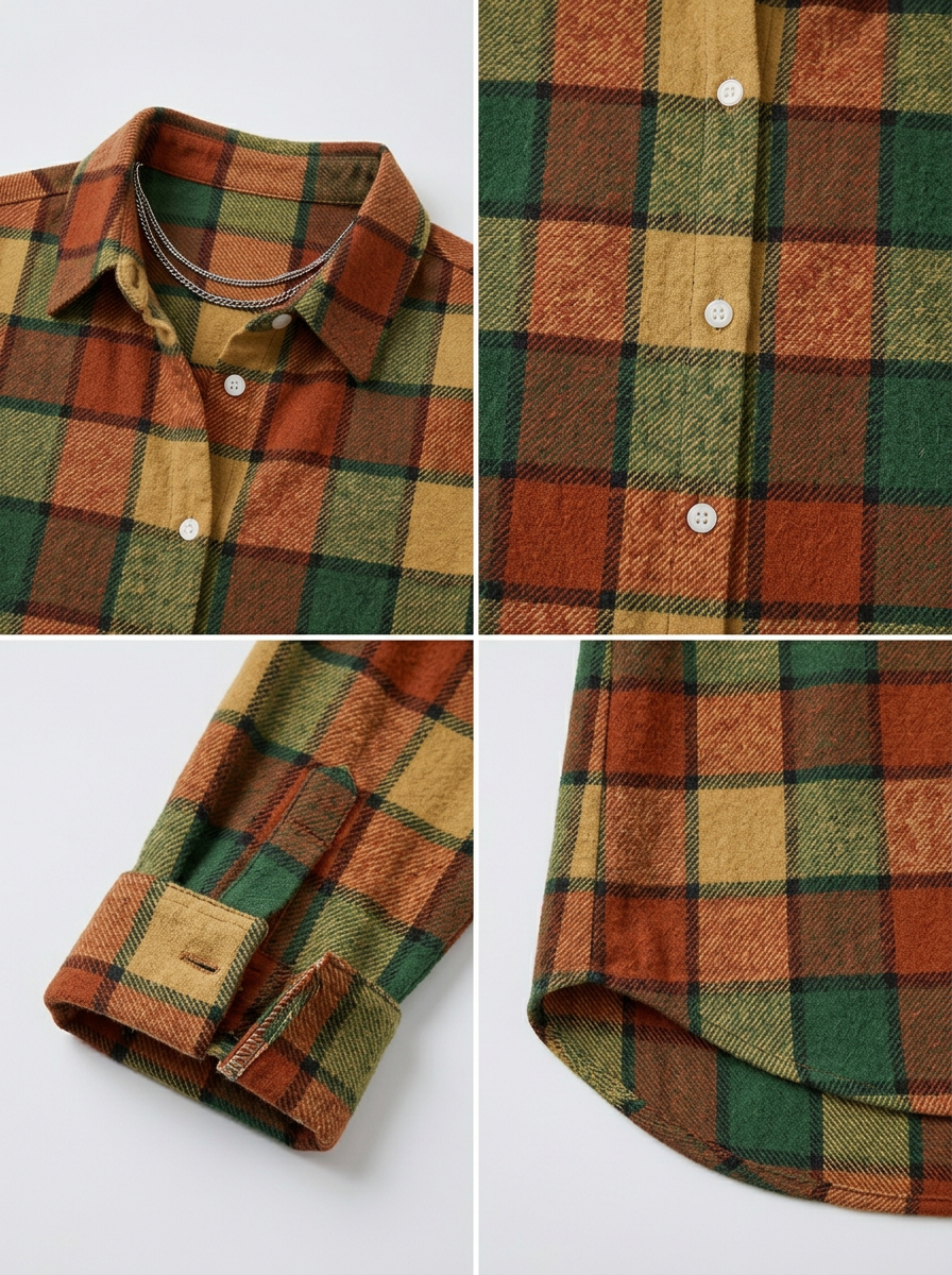 Women's Autumn Casual Plaid Pattern Printed Button-up Shirt