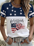 Women'S America Flag Printed Casual T-Shirt
