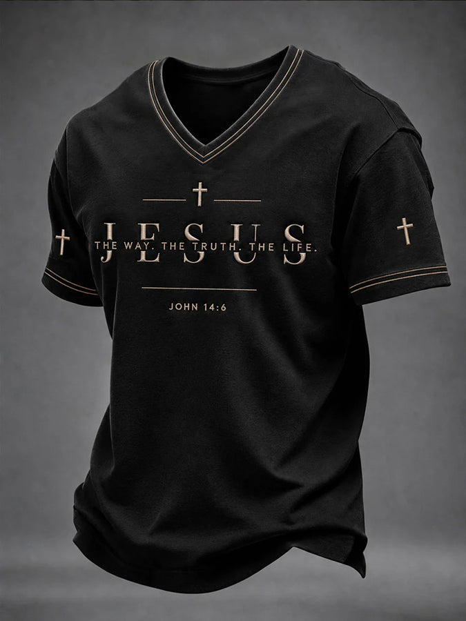 Men's Faith Print V-Neck T-Shirt